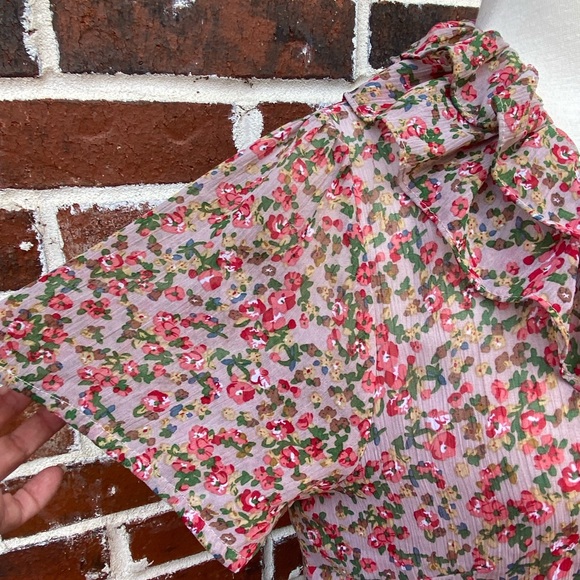 Poetry Spring Floral Ruffle Front Shirt - Size M - Picture 7 of 9